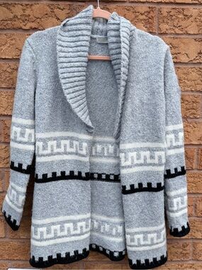 4/$25 • Kersh Cowichan-Style Chunky Knit Shawl Collar Sweater